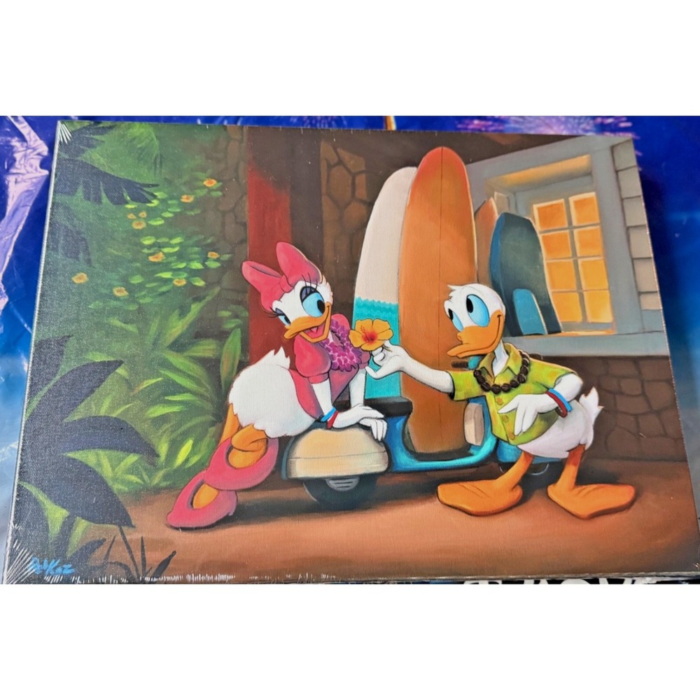 Disney 2026 Hawaii Daisy Donald Rob Kaz 12x16" Canvas Wrap A Hawaiian Honey NEW